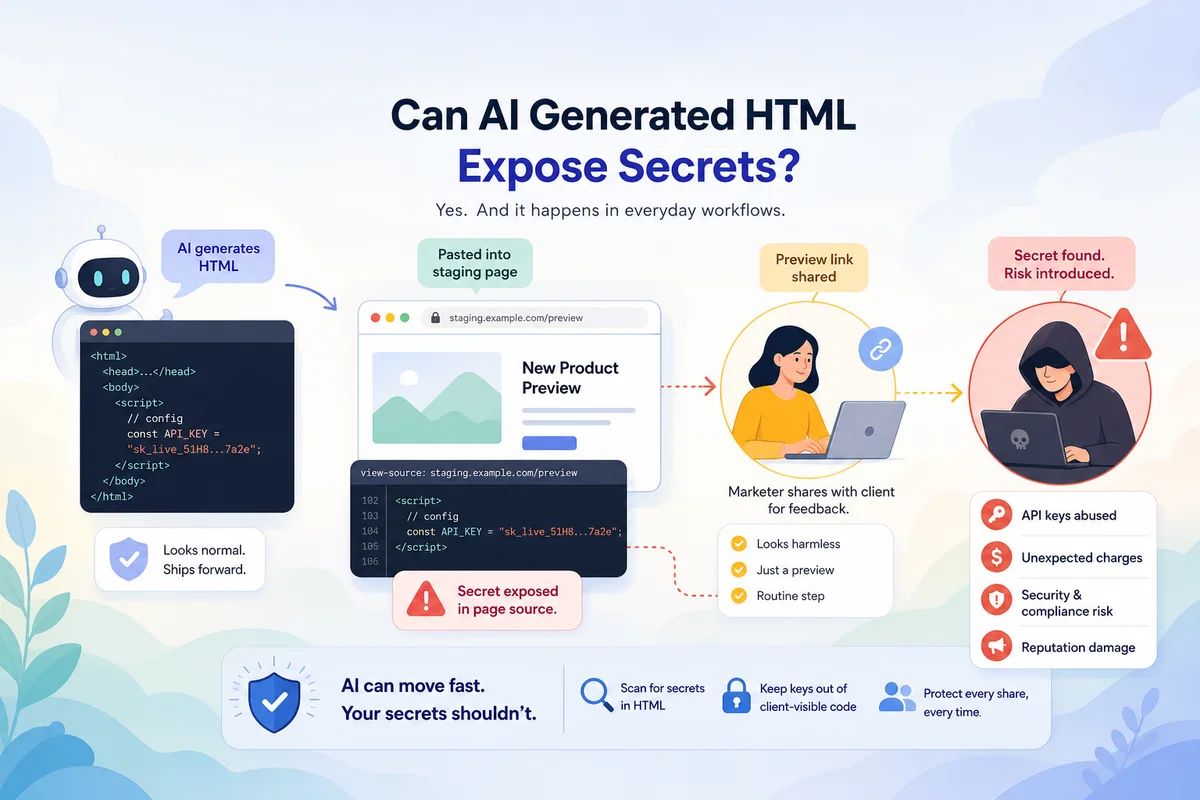 Can AI Generated HTML Expose Secrets?